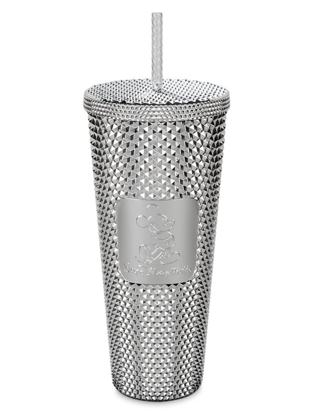 DisneyWorld Silver Studded Mickey Tumbler with Straw Starbucks Disney 100